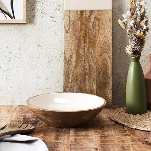 Miniatura 2 de Home Deco Factory - Ka0569 Ensaladera En Madera De Mango Dune Uni - Diseño Elegante - Ideal Para Ensaladas Y Frutas - Fácil De Mantener - Ø28 - Color Marrón Y Beige