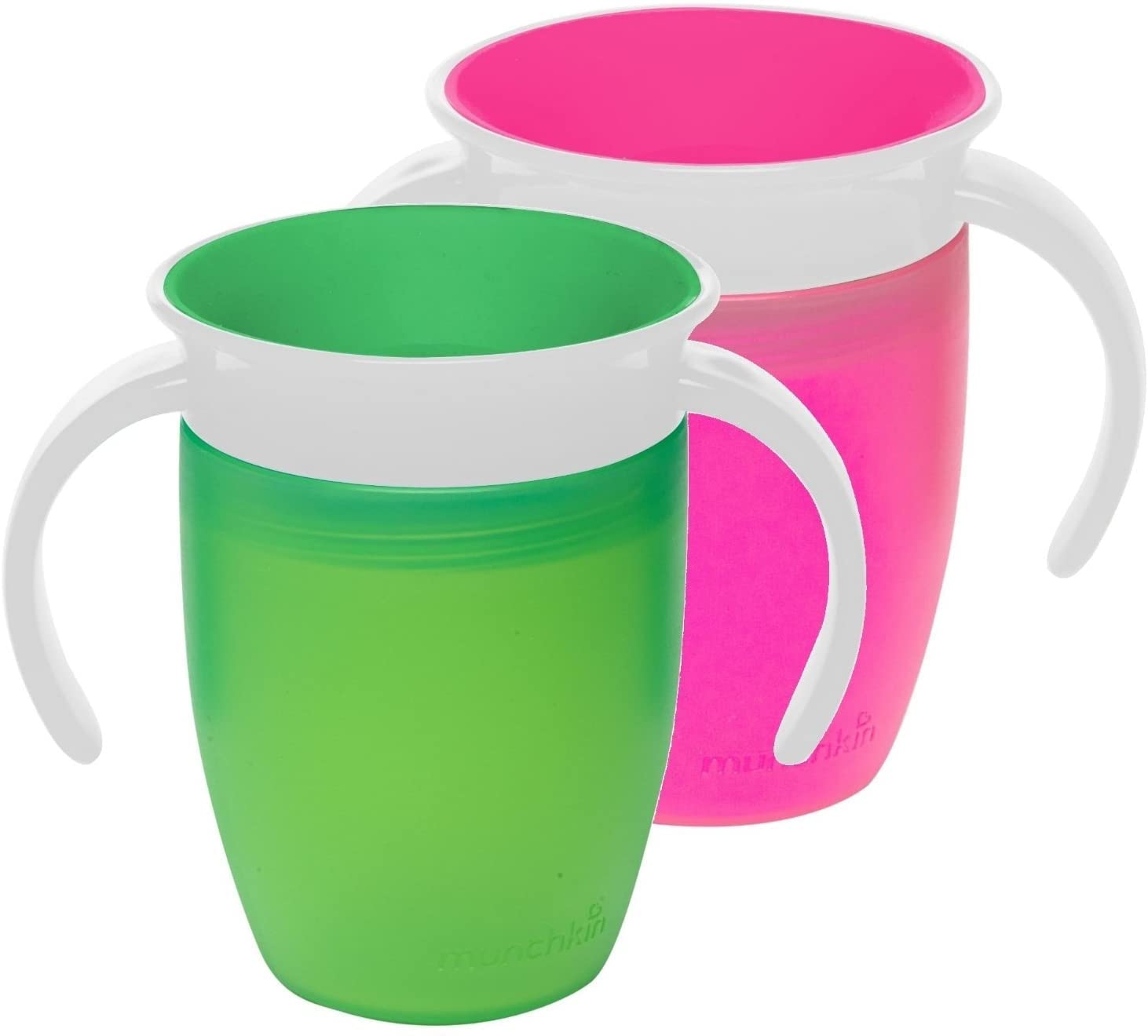 Munchkin Miracle 360 Trainer Cup, Pink/Green, 7 Ounce, 2 Count