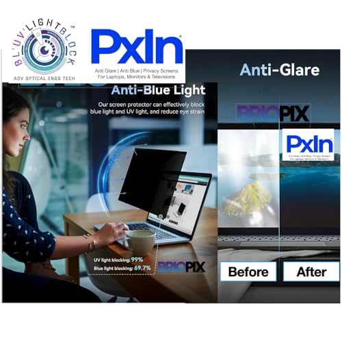 Image of PxIn 14 Inch (4:3) Laptop Privacy Screen | Digital EyeCare Filter | 99% UV (A /B /C) Block | Anti Glare | Side View Blocker | Adv. Laptop Privacy Protector