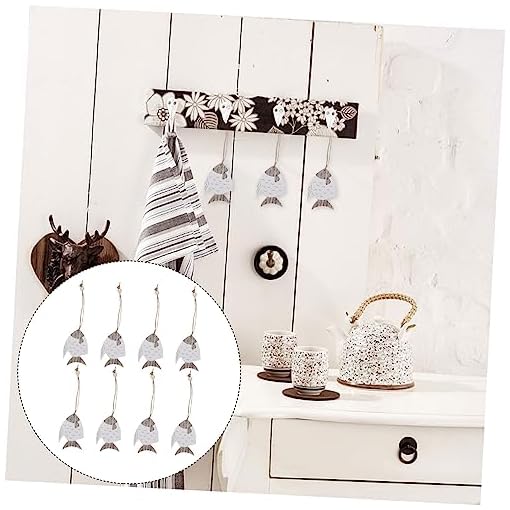 NOLITOY 8pcs Wooden Fish Ornaments Wooden Fish Wall Art Hanging Wooden Fish Decoration for Home Coastal Beach Wall House Decorations for Home Wooden Pendant Seaside Sea ​​Fish Gift - Image 3