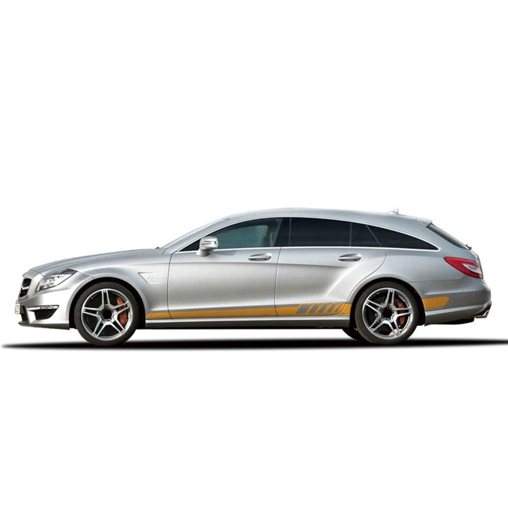 UNCLE LIAO Car Side Skirt For Mercedes Benz CLS Class W219 C219 W218 C218 X218 C257 CLS63 AMG Auto Car Door Sticker Side Step Skirt.,Yellow