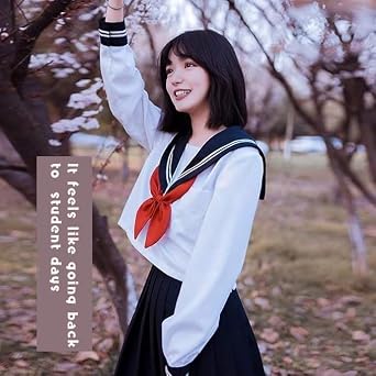 Japanese-style Sailor Uniform sailor suit three-piece set white cosplay photography school uniform