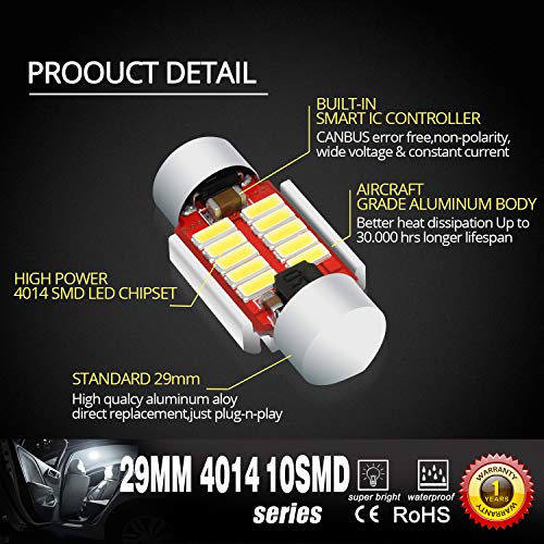 Bombillas LED DE3021 DE3175 12V 6000K Xenon Blanco miniatura 5