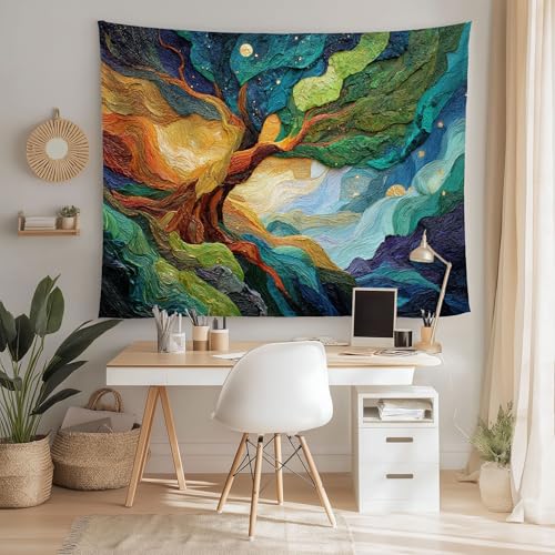 Tenture murale effet 3D motif paysage abstrait multicolore - 5