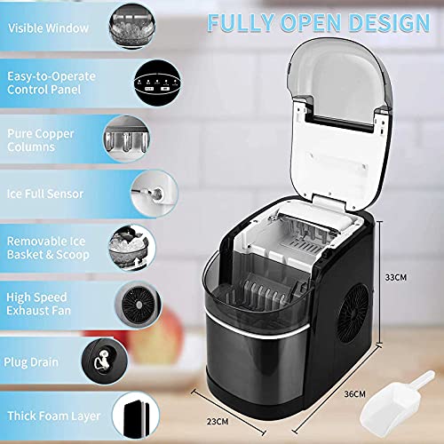 Fabricadora de hielo de sobremesa, automática, compacta, con función de limpieza automática, produce cubos de hielo en 6 minutos, 15 kg por día miniatura 6