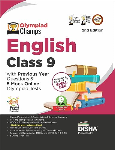 Image of Disha Olympiad Champs English Class 9 with Previous Year Questions & 5 Mock Online Olympiad Tests 2nd Edition [Paperback] Disha Experts