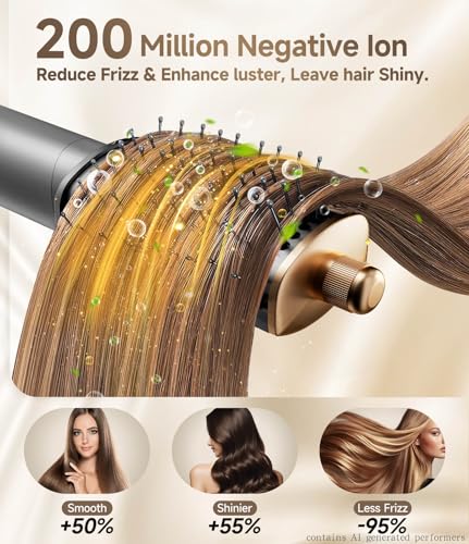 Image of 8 in 1 Hair Styler & Air Dryer Wrap Curler, High-Speed Negative Ionic Foldable Hair Tools Fast Drying, Multi Professional Hot Air Styler for Curling Volumizing Straightening Styling (Gray)