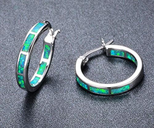 Life Stage Fire Created-Opal 925 Sterling Silver Round Hoop Dangle Earrings Women's Fashion Jewelry - Image 3