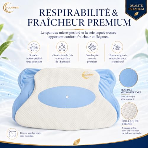 SOLAURENT Housse d'oreiller, taie d'oreiller Originale sur Mesure pour modèle Morphealux Bleu. Vendu sans Oreiller (Bleu) – vue 6