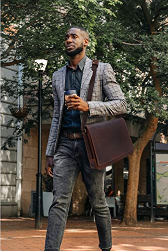 Bucklestone - Herren Leder Schultertasche - Umhängetasche Mittelgroß Passend für einen 15 Zoll Laptop und Notizbuch A4 - Lancaster - Hunter Hellbraun