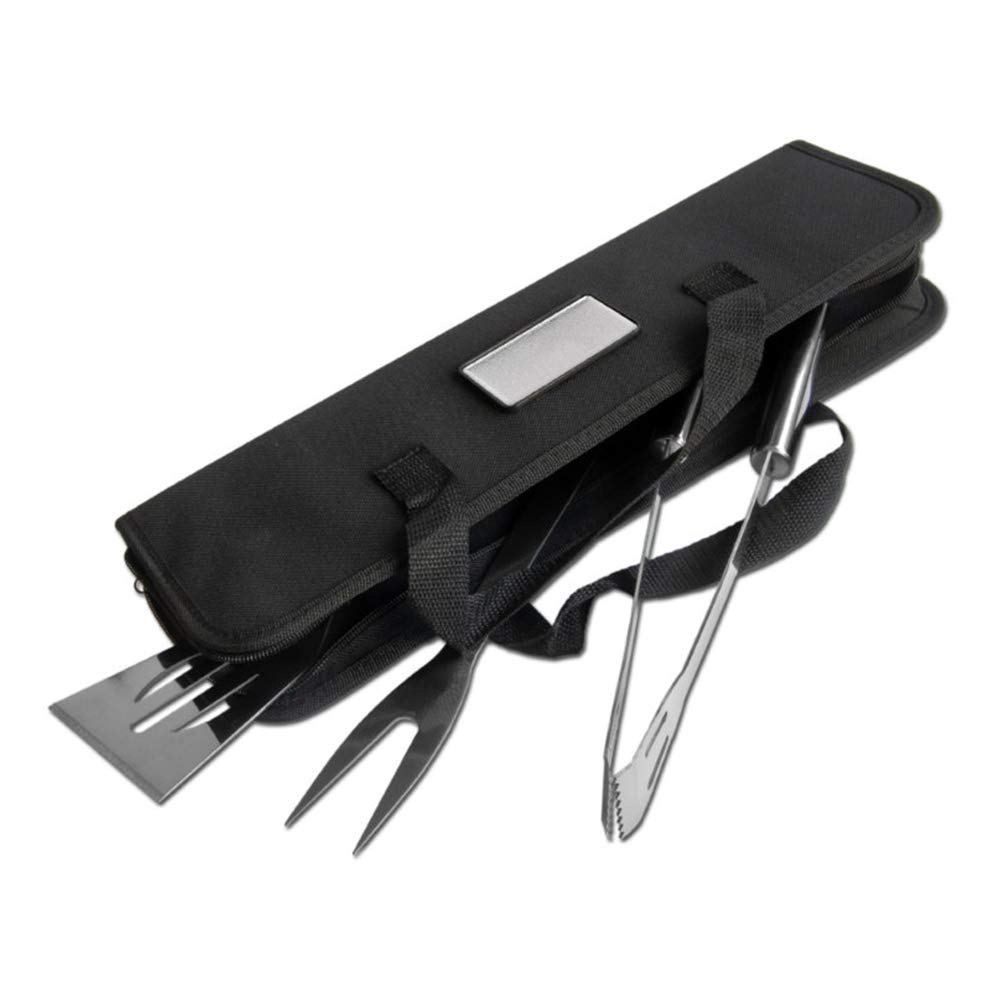 PROMO SHOP Kit Barbacoa 3 Piezas · Accesorios Barbacoa en Acero Inoxidable de Alta Resistencia · Incluye Espátula, Tenedor y Alicates de Gran Resistencia al Calor