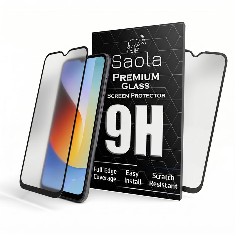 Image of Saola HD Matte Tempered Glass With 18H Hardness For Poco C81X (Pack Of 2) with Hassle-less Installation Kit. Full screen Coverage. 6.88 inch