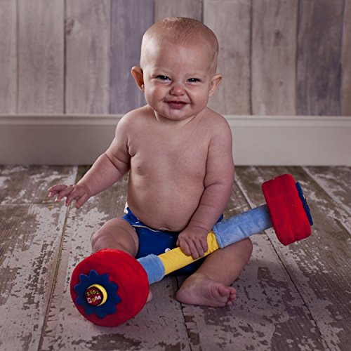 WOD Toys Baby Barbell Plush with Rattle - Safe, Durable Fitness Toy for Newborns, Infants and Babies