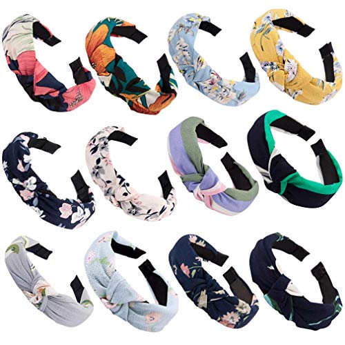 VELSCRUN 12 Pack Wide Headbands for Women Cross Knot Hair Bands Fashion Elastic Hairband Hair Accessories