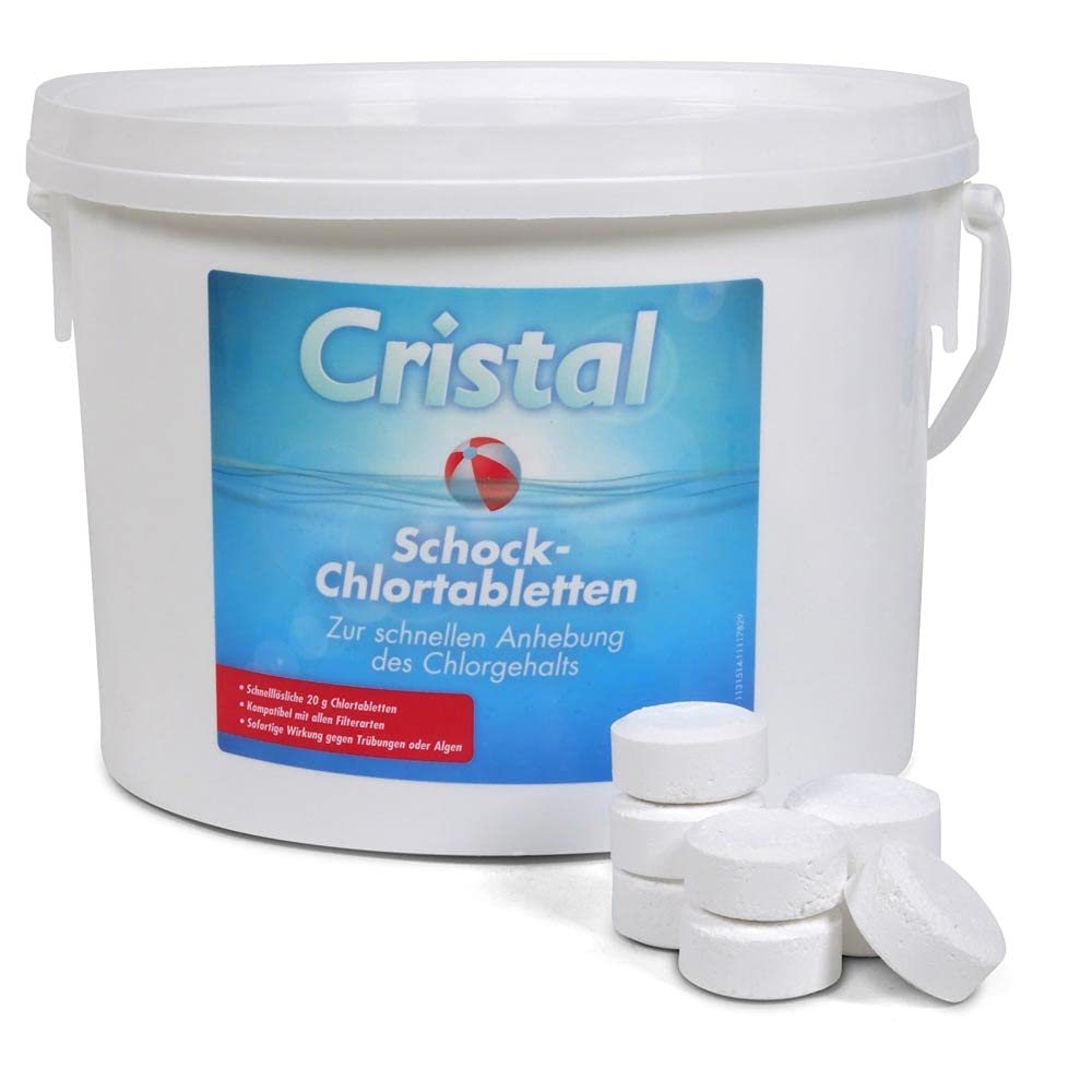 Cristal Schockchlortabletten 3 kg - 20 g Chlortabletten zur Pool Stoßchlorung - Effektive Desinfektion - rückstandsfrei löslich - Schwimmbad Whirlpool