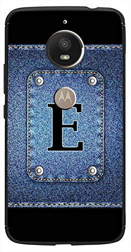 Image of Amazon Brand - Solimo Designer Button Jeans Alphabet-E Printed Soft & Flexible Hybrid Back Case Mobile Cover for Motorola Moto E4 Plus
