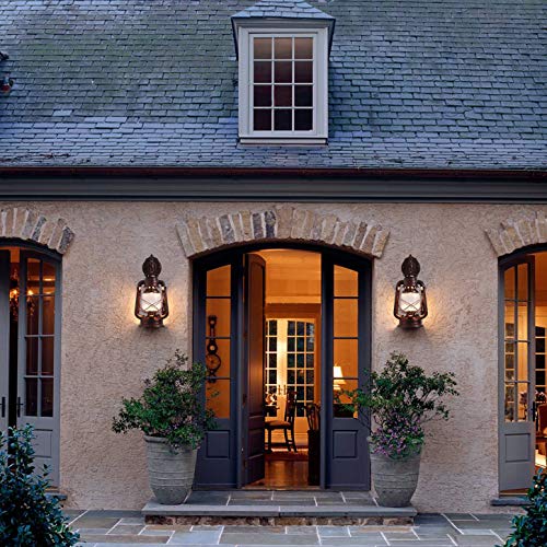 Rustic Wall Sconce Lantern Light, Vintage Wall Light Fixture With E26 Base,With Glass Shade, Waterproof Wall Mounted Lighting Fixture With Frosted Shade For Porch Garage Room W7 X H15 #TOP2