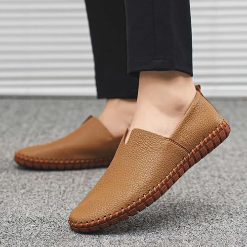 Image of Men's Genuine Leather Loafer Shoes Slip On Soft Walking Driving Shoes
