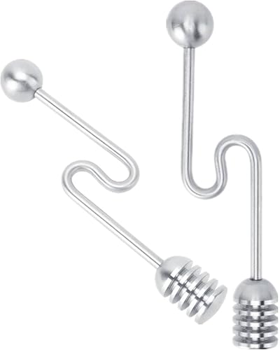 2 cucharas de miel, cucharas de miel y jarabe, cuchara de miel curvada, agitador de varita, agitador de acero inoxidable para el hogar, cuchara de