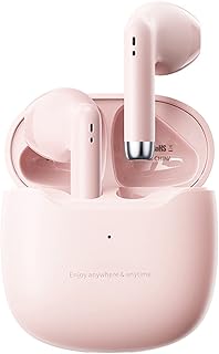 Pink True Wireless Earbuds Bluetooth 5.3 with Microphone for Working Out Noise Canceling Blue Tooth Ear Buds Deep Bass TWS Wireless Earphones with Charging Case in Ear Headphone for iPhone Android
