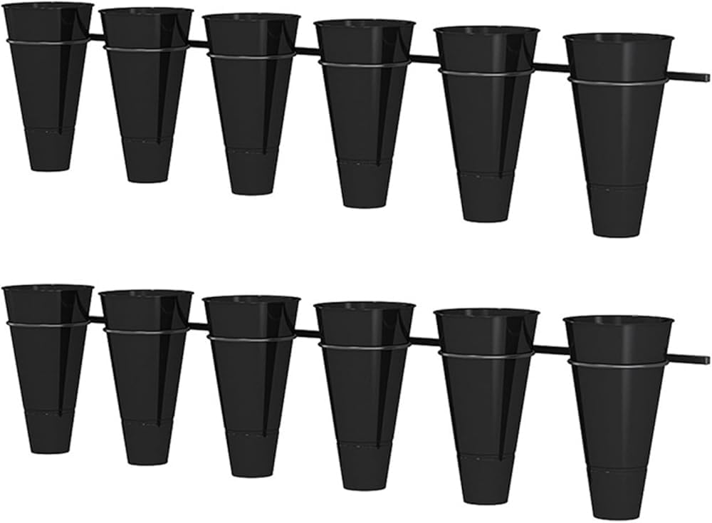 Portavasi da parete da 180 cm, a doppia fila, in plastica nera, per interni ed esterni, contenitore floreale per fiori freschi, perfetto per negozi e decorazioni per la casa