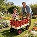 Heavy Duty Steel Wooden Garden Utility Wagon with 10” All-Terrain Air Tires, Heavy-Duty Toy Hauling Cart with Foldable Handle, Kids Outdoor Play Wagon & Yard Tool Carrier (Red)