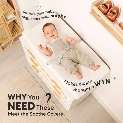 Image of 2-Pack Organic Changing Pad Covers for Girl, Boy, Neutral - 100% Cotton Changing Table Pad Cover,Soft Baby Nursery Diaper Changing Pad Sheets,Contour Changing Pads Liners,Change Pad Cover (Soft White)