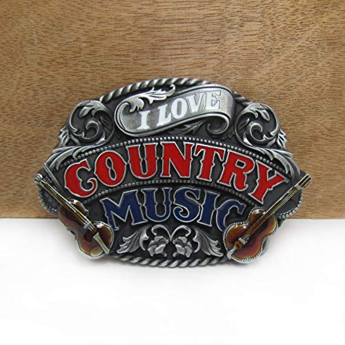 ZHANGWW Wolf zinc Alloy Retro Country Music Double Guitars Jeans Gift  Belt Buckle 02208 for Men 4cm Width Loop -Default,a Cover