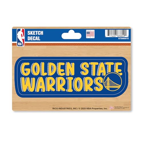 Rico Industries NBA Basketball Golden State Warriors Sketch Look 4" X 6" Decal