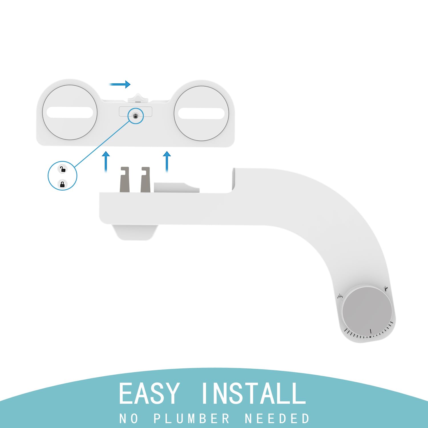 Bidet Einsatz Für Toilette links - WITHLENT Ultra-Slim Nicht Elektrisch Einsatz Für Toilette mit,Doppel Düsen Bidet Toilettenaufsatz,Front- und Heckreinigung,WC-Aufsatz,Po-Dusche, Taharet (Silber)