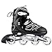 Produktbild Inline Skates Maedchen Verstellbar Roller Blades Erwachsene Damen Herren LED Inlineskater Kinder Jungen Anfänger Sport Outdoor Fitness,Black-L39-42