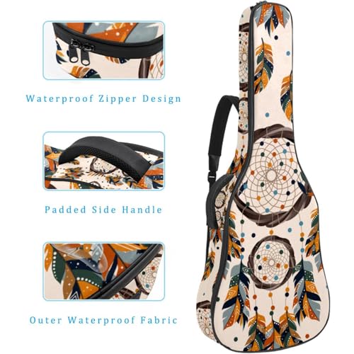 JRHEJTHH Housse de guitare acoustique imperméable et pliable avec bandoulière réglable pour guitare acoustique de 101,6 cm, 104,4 cm, 106,7 cm, rembourrage épais, motif attrape-rêves, Multicolore 4., - Les Beatles, Paul McCartney, John Lennon, RIngo Starr, George Harrison JRHEJTHH Housse de guitare acoustique imperméable et pliable avec bandoulière réglable pour guitare acoustique de 101,6 cm, 104,4 cm, 106,7 cm, rembourrage épais, motif attrape-rêves, Multicolore 4., – Image 5
