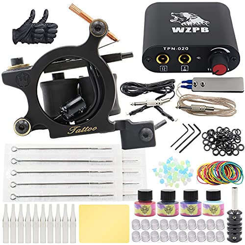 Complete Tattoo Kit WZPB Tattoo Machine Kit 1 Pro Tattoo Coils
