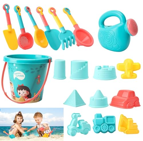 HENGBIRD 18 Piezas Juguetes de Playa para Niños con Cubo, Juegos Playa Bebe, Juguetes Arena Juegos de Playa para Bebe 2 3 4 5 Años Niños Niñas