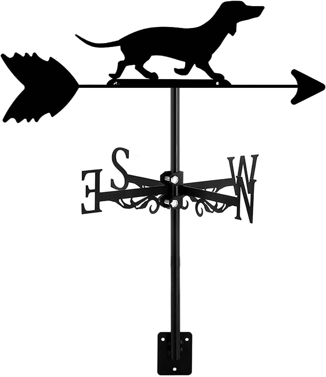 WIQUYBML Weathervane Stainless Steel Weather Vane Direction Indicator Roof Installation Wind Farm Garden Decor/Basset Hound/35 * 50Cm