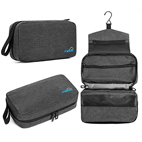 Hanging Travel Toiletry Bag for Men and Women, Waterproof Hygiene Bag with Swivel Hook, Zippers and Compartments for Wash Bag, Makeup, Organiser for Suitcase (Black)