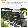 Sophia & William Patio Furniture Sets 45″ Gas Fire Pit Table Outdoor Sets 8 Pcs, 2xSofa Chairs, 2xSwivel Cushion Chairs, 1×3-Seat Sofa, 2xOttomans