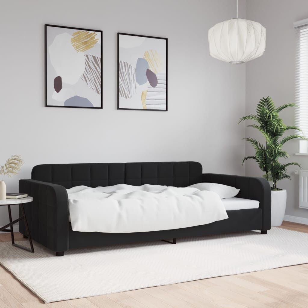 Velluto Trasformabile 2 in 1 Divano Letto Singolo Nero