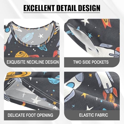 ALAZA Universe Solar System Planet Pajamas Set Short Sleeve Cotton Sleepwear Summer Pjs 2 Piece 5-14Y4