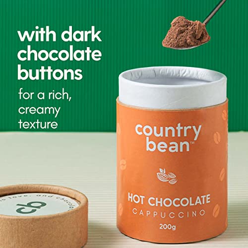 Image of Country Bean Cappuccino Hot Chocolate, 200G, Enjoy Hot Or Cold, Perfect Beverage, Vegetarian