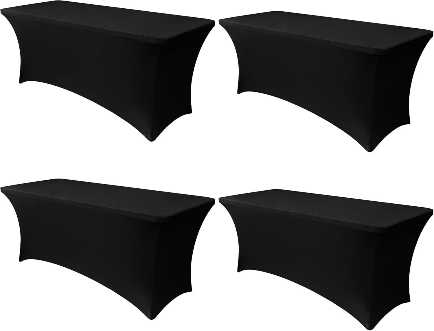 Obstal 6ft Stretch Spandex Table Cover - 4 Pack Universal Rectangular Fitted Tablecloth Protector for Wedding, Banquet and Party, Black Black 6 Ft | 4 Pack