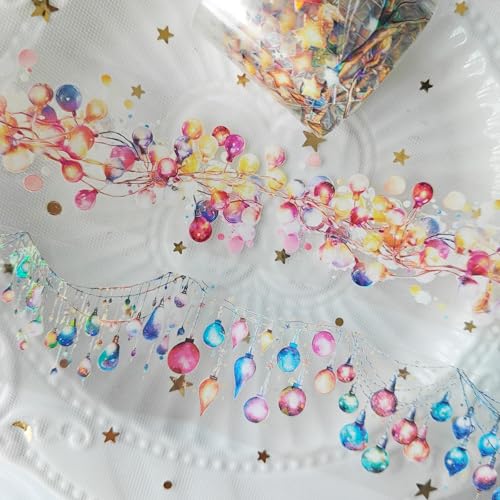 Image of PET Washi Tape Stickers Set,3 Rolls Lighting Scrapbook Tape Stickers for Journaling,Junk Journal Supplies,DIY Craft,Notebook,Phone Case(Star Light)
