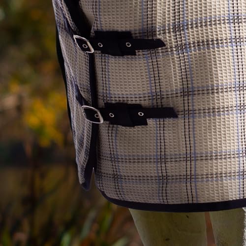Image of Equinavia Luftig Waffle Cooler | 100% Cotton - Natural /Blue - 76 in