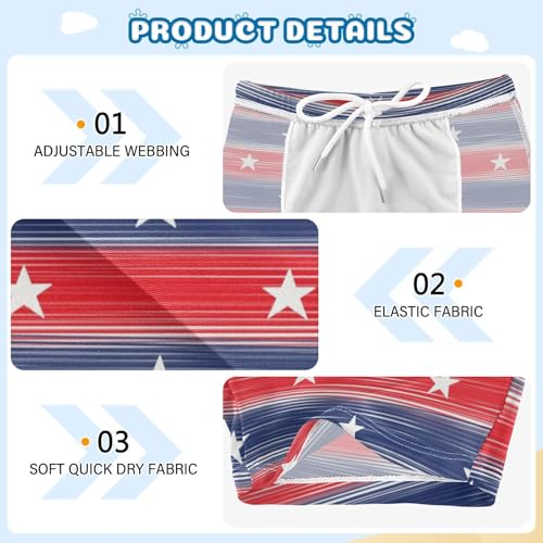 Boys Swim Trunks Quick Dry Kids Bathing Suit Blue Red Flag Star Toddler Swim Shorts Boardshorts Swimwear3