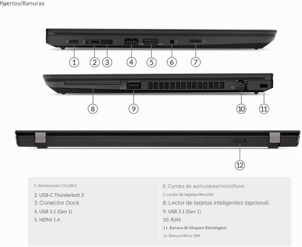 Lenovo Thinkpad T490 Business Laptop 14 pulgadas FHD Notebook Intel Core i7-8665U, 16GB RAM, 256GB SSD, US QWERTY Keyboard, Windows 11 Pro (Reacondicionado)