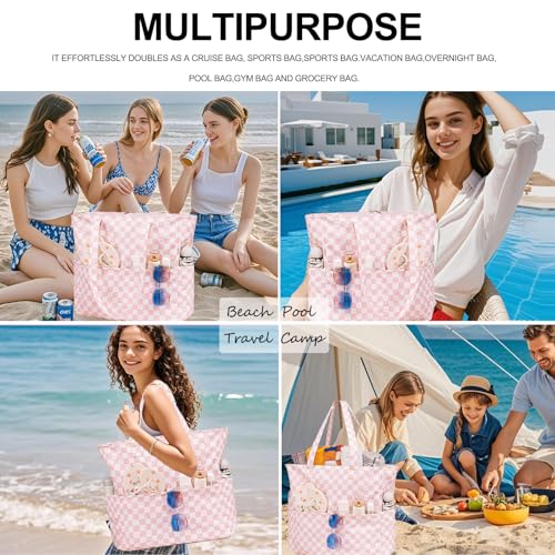 Image of Waterproof Beach Tote Pool Bags for Women Ladies Extra Large Gym Tote Carry On Bag With Wet Compartment for Weekender Travel