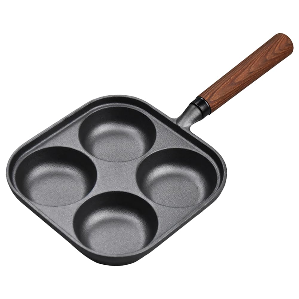 Padella per frittata, padella antiaderente in ghisa per 4 tazze, con manico, padella per frittelle, frittate, crêpe, per colazione, uova fritte, pancake, bistecche, hamburger, pancake