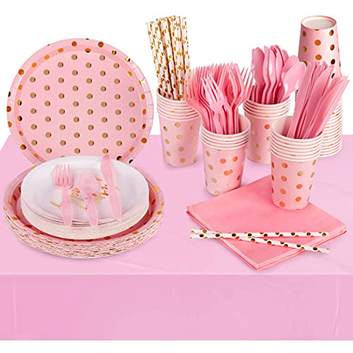Yloko 193pcs disposable party dinnerware set, 24 guests dessert p…