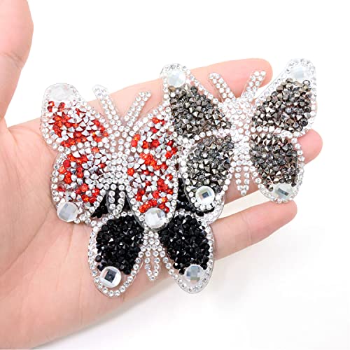 Honbay RHS-BUTTERFLY-PATCH-7-7C 7Pcs Butterfly Rhinestone Patches Appliques Decorative Animals Iron thumb #2