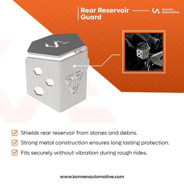 Image of Rear Resevoir Guard | Rear Brake Oil Container Cover Compatible with Triumph Speed 400 | speed T4 | Scrambler 400X | Scrambler 400XC (Silver, Pack of 1)